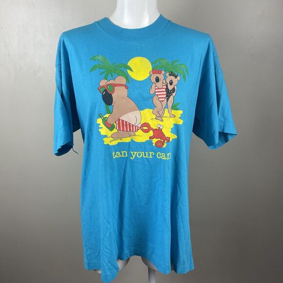 Vintage Screen Stars Best 90s Single Stitch Beach Tan Your Can Cartoon T Shirt - Picture 1 of 9